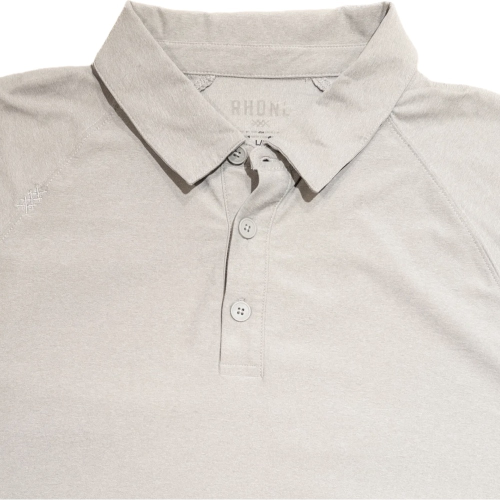 Rhone Polo Mens Large Gray Logo Preppy Lightweight Casual Golf Short Sleeve